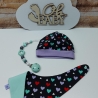 Mützchen Beanie Spucktuch Halstuch für Baby - bunte Herzen 