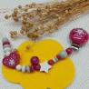 Schnullerkette Stern in weiss/pink