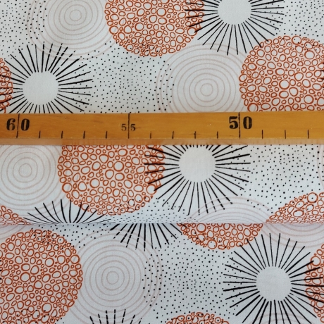 Baumwollstoff - abstrakte Kreise - schwarz/terra - ab 25 cm