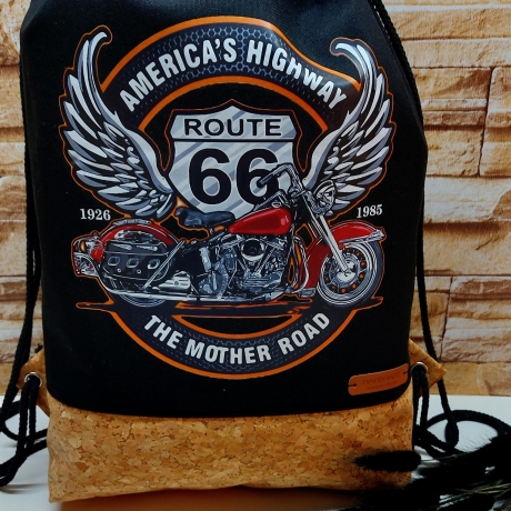 Turnbeutel, Rucksack Herren/Damen - schwarz - Korkstoff (1)
