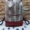 Turnbeutel, Damenrucksack - maritimes Muster - dunkelrot