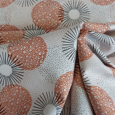 Baumwollstoff - abstrakte Kreise - schwarz/terra - ab 25 cm
