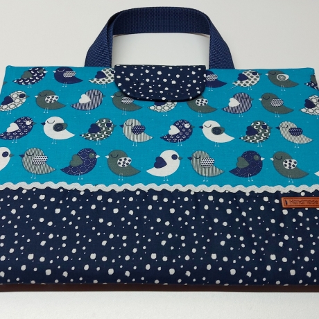 Zweckmäßige Maltasche/Zeichentasche für Kids - Vögelchen blau