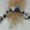 Schnullerkette Stern in weiss/grau