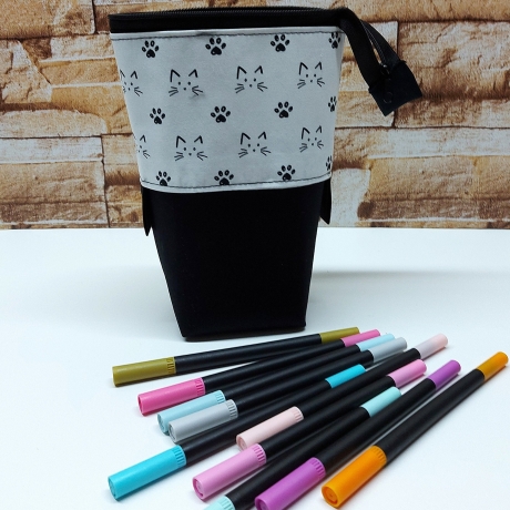 Popup-Mäppchen, Stiftemäppchen, Pencilcase - schw/we 1