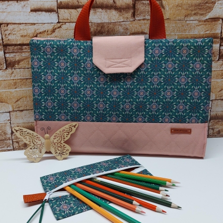 Maltasche auch für Erwachsene - geometrisches Muster grün