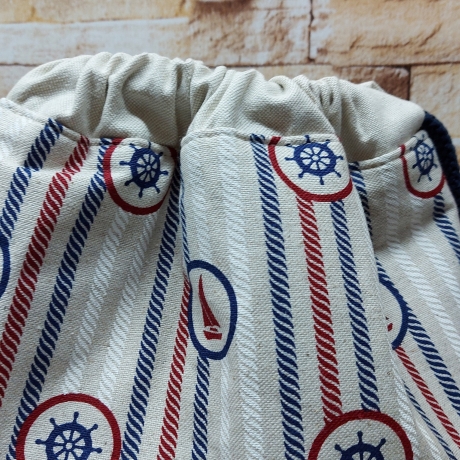 Turnbeutel, Damenrucksack - maritimes Muster - dunkelrot