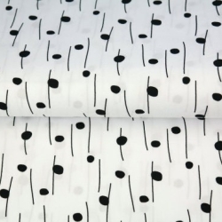 Baumwollstoff - Punkt-Strich in weiß/schwarz - ab 25 cm