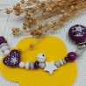 Schnullerkette Stern in weiss/beere