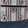Turnbeutel, Damenrucksack - maritimes Muster - dunkelblau