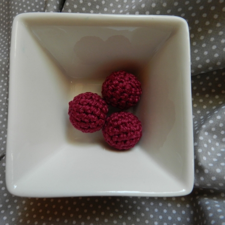 Häkelperlen für Schnullerketten, Greiflinge - rötliche Töne