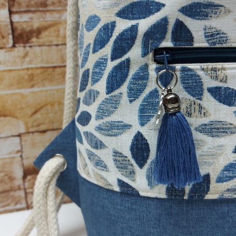 Turnbeutel, Damenrucksack - Blumenmandala - blau