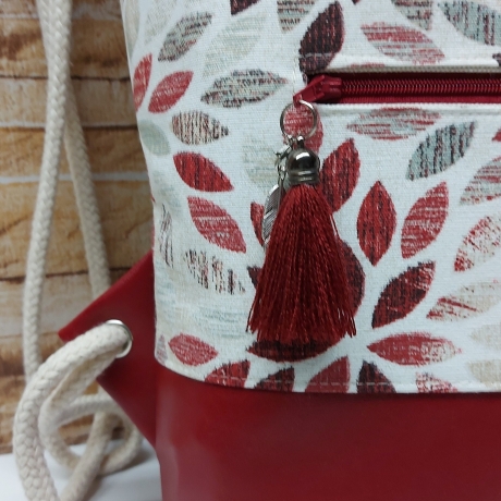 Turnbeutel, Damenrucksack - Blumenmandala - dunkelrot