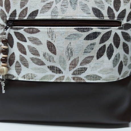 Turnbeutel, Damenrucksack - Blumenmandala - braun