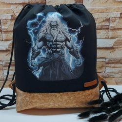 Turnbeutel, Rucksack Herren/Damen-schwarz-Korkstoff Wettergott