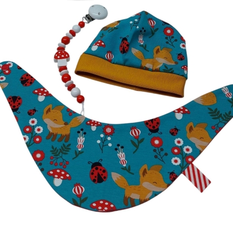 Mützchen Beanie Spucktuch Halstuch für Baby - kleine Füchse