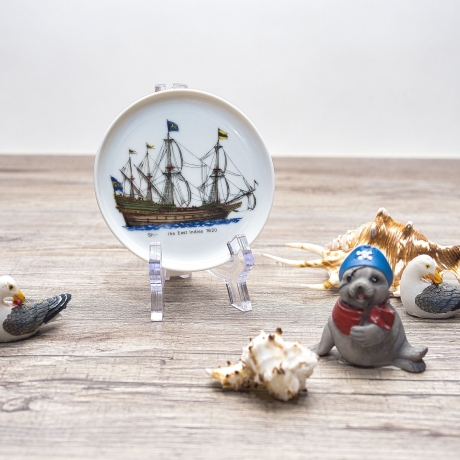 Untersetzer,Sammelteller von AK Kaiser Prozellan - Motiv: Ship in the East Indies 1620   -  10 cm - Made in Germany - 9B1