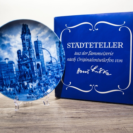 Sammelteller, Städteteller: Berlin - Berlin Design - blaues Porzellan  - Made in Germany - mit Karton - 8B1 - TOP Zustand