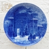 Weihnachtsteller - 1976: Weihnachtsabend in Augsburg - von Berlin Design - blaues Porzellan - begrenzte Auflage - Made in West Germany -(8F)