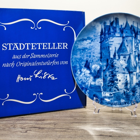 Sammelteller, Städteteller: Burg Eltz - Berlin Design - blaues Porzellan  - Made in Germany - mit Karton - 8C2 - TOP Zustand