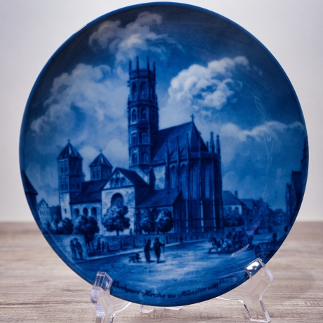 Sammelteller Berlin Design - Serie: Münsterland - Die Ludgerikirche zu Münster - blaues Porzellan  - Made in Germany - 9D1 - TOP Zustand