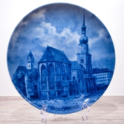 Sammelteller, Städteteller: Dortmund - Berlin Design - blaues Porzellan  - Made in Germany - 9E2 - TOP Zustand