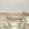 2-teiliges Glas Cappuccino-/ Kaffeetassen-Set - inkl. Glasuntersetzer - mit Bedruckung - 9C3