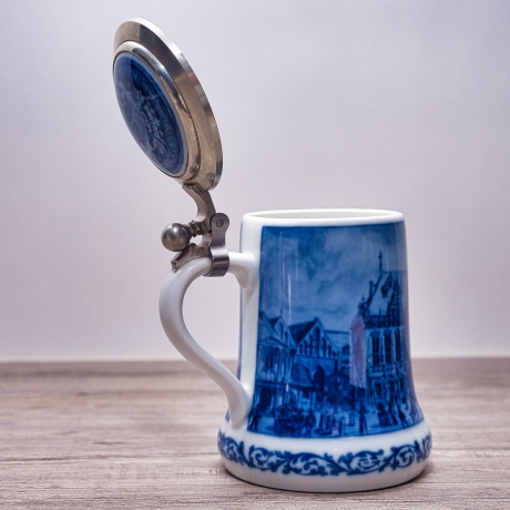 Sammelkrug Berlin Design - Serie: Alt Bremen - Der Marktplatz um 1859 - blaues Porzellan - Made in Germany - 9D3 - TOP Zustand