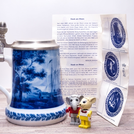Sammelkrug Berlin Design - Serie: Jahresseidel - Kaub am Rhein - blaues Porzellan - Made in Germany - 9D3 - TOP Zustand