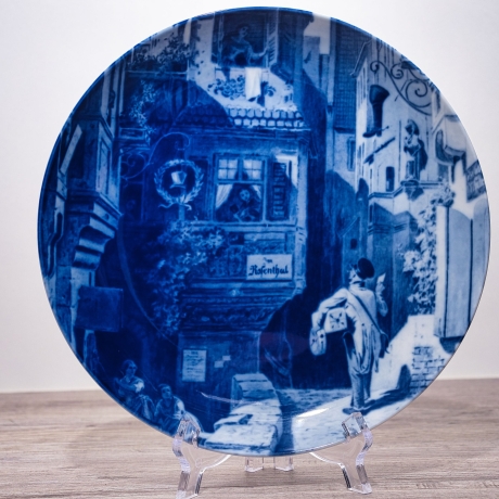 Sammelteller Berlin Design - Serie: Carl Spitzweg - Postbote  - blaues Porzellan  - Auflage 5.000 - Made in Germany - 9E2 - TOP Zustand