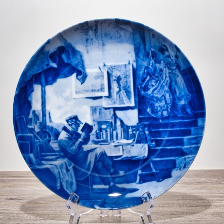 Sammelteller: Der Antiquar / Carl Spitzweg - Berlin Design - blaues Porzellan  - Nummer 7 von 5000 - mit Karton - TOP Zustand - 8D2