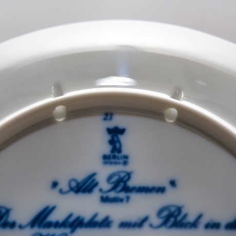 Sammelteller Berlin Design - Serie: Alt Bremen - Marktplatz 1847  - blaues Porzellan  - Auflage 3.000 - Made in Germany - 9D1 - TOP Zustand