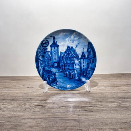 Sammelteller, Städteteller: Rothenburg ob der Tauber - Berlin Design - blaues Porzellan  - Made in Germany - mit Karton - 8C2 - TOP Zustand