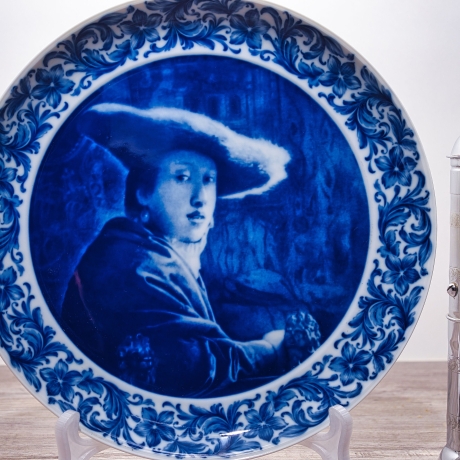 Sammelteller Berlin Design - Dame mit Hut nach Johannes Vermeer, blaues Porzellan  - Made in Germany - 9E3 - TOP Zustand