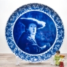 Sammelteller Berlin Design - Dame mit Hut nach Johannes Vermeer, blaues Porzellan  - Made in Germany - 9E3 - TOP Zustand- Mit ZERTIFIKAT