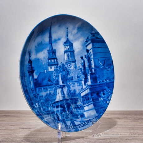 Sammelteller, Städteteller: Stuttgart - Berlin Design - blaues Porzellan  - Made in Germany - mit Karton - 8C1 - TOP Zustand