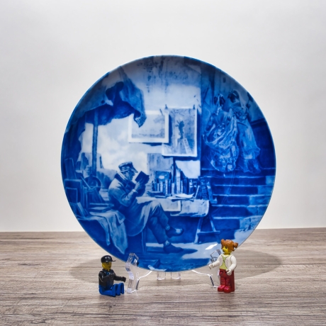 Sammelteller: Der Antiquar / Carl Spitzweg - Berlin Design - blaues Porzellan  - Nummer 7 von 5000 - mit Karton - TOP Zustand - 8D2