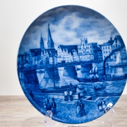 Sammelteller Berlin Design - Serie: Alt Bremen - Weserbrücke 1862  - blaues Porzellan  - Auflage 3.000 - Made in Germany - 9D1 - TOP Zustand