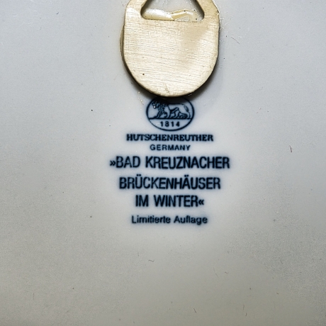 Sammelteller, Städteteller: Bad Kreuznacher Brückenhäuser i. W. - von Hutschenreuther - blaues Porzellan  - Made in Germany - TOP (8F)