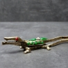 Nussknacker Krokodil aus Messing mit schönen Applikationen im Jugendstil oder Art Deco, von uns liebevoll restauriert.