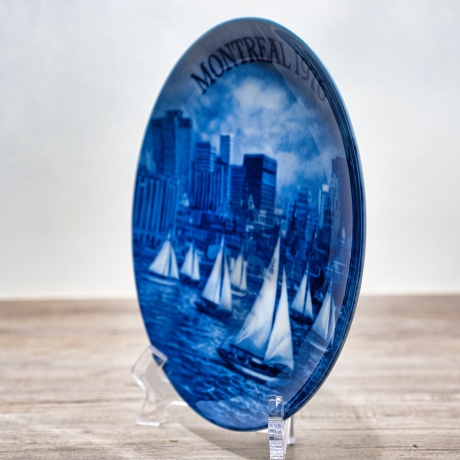 Sammelteller Berlin Design - Deutscher Olympia Teller Montreal 1976 - blaues Porzellan - Made in Germany - 9E1 - TOP Zustand