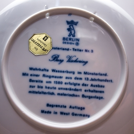 Sammelteller Berlin Design - Serie: Münsterland - Burg Vischering - blaues Porzellan  - Made in Germany - 9D1 - TOP Zustand