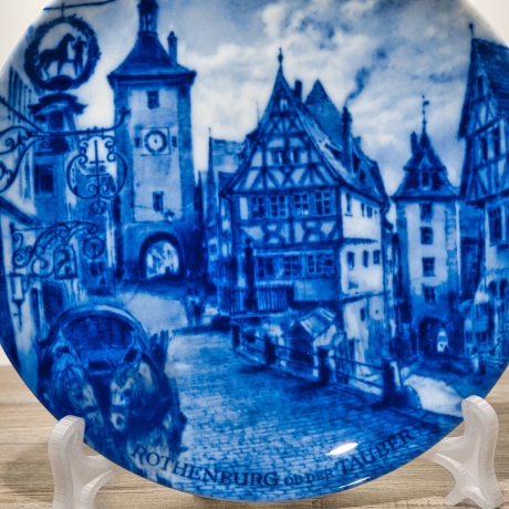 Sammelteller, Städteteller: Rothenburg ob der Tauber - Berlin Design - blaues Porzellan  - Made in Germany - mit Karton - 8C2 - TOP Zustand
