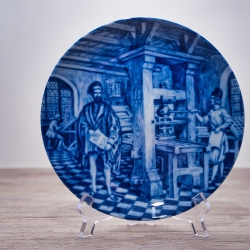 Sammelteller Berlin Design - Serie: Historica - Johann Gutenberg in Mainz um 1455 - blaues Porzellan  - Made in Germany - 9D1 - TOP Zustand