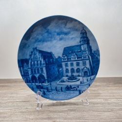 Sammelteller Berlin Design - Städteteller Dortmund - Markt mit Rathaus + Sparkasse - blaues Porzellan - Made in Germany - 9D2 - TOP Zustand