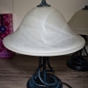 Designer Tischlampen-Paar - von Emme Pi Light 1TL mit Alabaster Glasschirm, neue Kabel, neue Stecker sowie sparsame LED Leuchtmittel