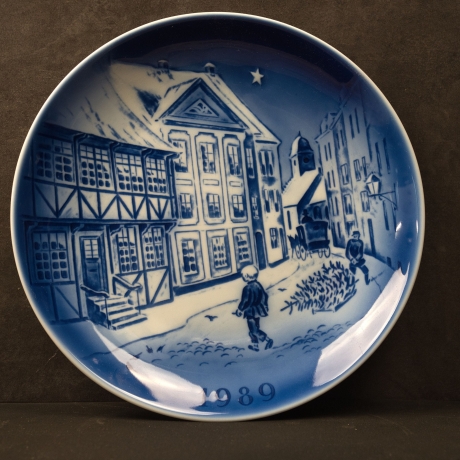 Weihnachtsteller - 1989: Hans Christian Andersen - Das alte Haus - Desiree Denmark Porzellan - Old Copenhagen blue - TOP Zustand (8F)