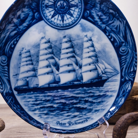 Sammelteller Schiff - Peter Rickmers 18/1250 - Berlin Design Nautica - blaues Porzellan - begrenzte Auflage - Made in West Germany (9E2) TOP