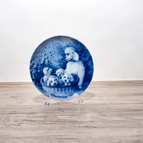 Sammelteller Muttertag: 1971 Silberpudel - Berlin Design - blaues Porzellan  - Made in West Germany - 19,5 cm - 8B3 - TOP Zustand