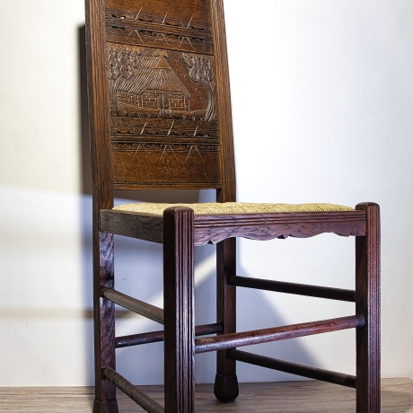 Worpsweder Stuhl um 1910, liebevoll restauriert mit neuer Sitzfläche aus Worpsweder Weide, Versand per Kunst-Spedition